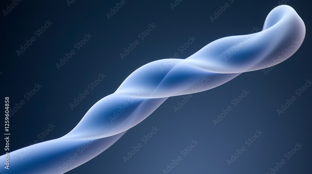 Fototapeta premium Abstract Twisting Shape in Soft Blue Tones Against Dark Background