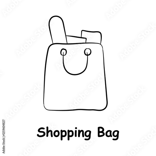 Shopping Bag Icon – Purchased Items and Retail Shopping - Hand Drawn Vector Icon