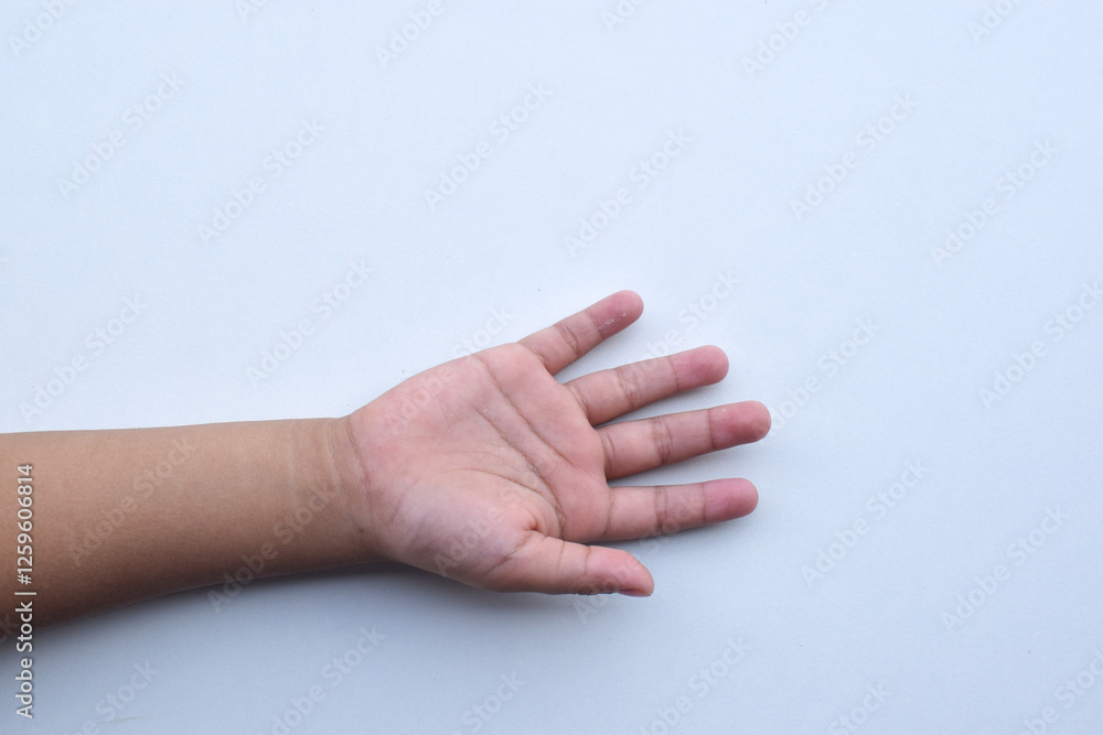Child's hand isolated on white background. Child's hand isolated on white background.