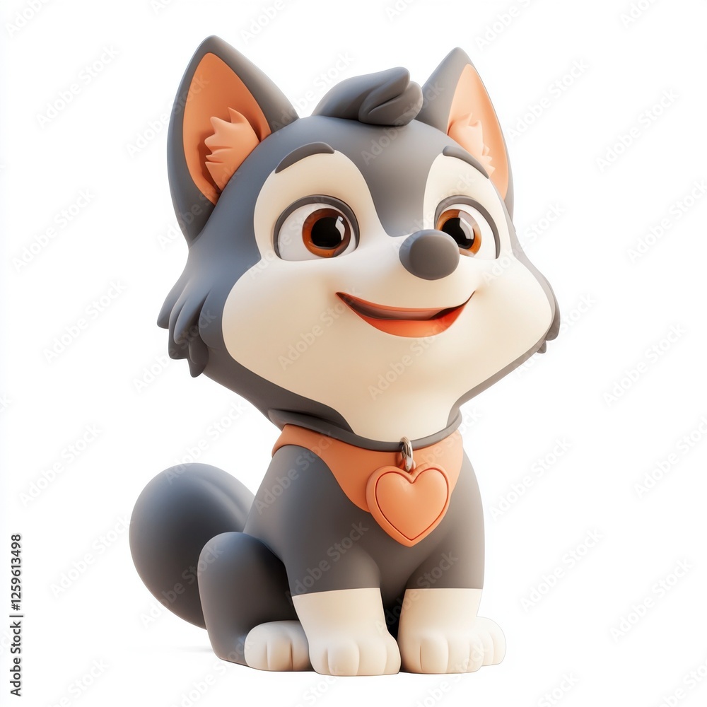 Naklejka premium Cute cartoon wolf character with a friendly expression and vibrant colors