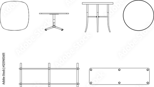 Coffee tables and desks design illustration silhouette vector sketch