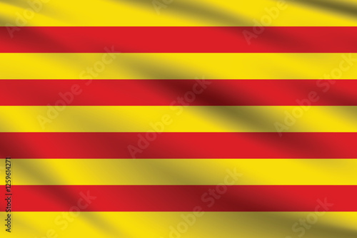 Flag of Catalonia. Catalonia flag official size and color standards digital vector illustration. Waving flag.