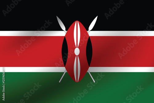 Flag of Kenya. Kenya flag official size and color standards digital vector illustration. Waving flag.