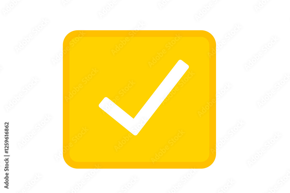 yellow check mark icon - white tick inside yellow box, approval symbol, confirmation sign, success indicator, correct choice, verified icon, positive feedback, accepted status, validation graphic yellow check mark icon - white tick inside yellow box, approval symbol, confirmation sign, success indicator, correct choice, verified icon, positive feedback, accepted status, validation graphic