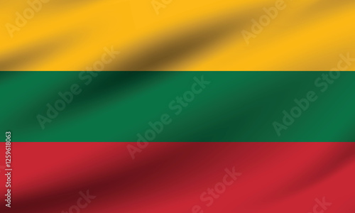 Flag of Lithuania. Lithuania flag official size and color standards digital vector illustration. Waving flag.