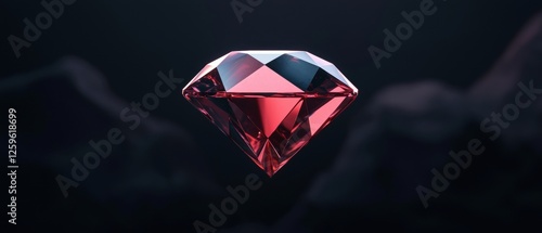 A shiny red gemstone with a diamond shape. photo