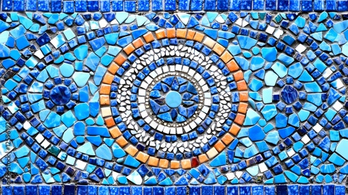 Wallpaper Mural Vibrant Blue Mosaic Design Featuring Circular Patterns and Shapes Torontodigital.ca