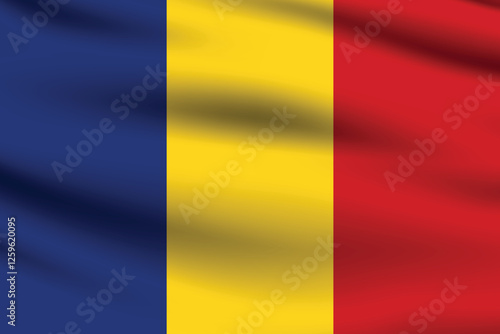 Flag of Romania. Romania flag official size and color standards digital vector illustration. Waving flag.