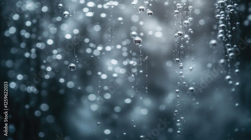 Rain Drops Abstract: A captivating abstract image featuring a mesmerizing cascade of water droplets suspended in air, creating a delicate dance of light and reflection.
