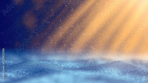 Sunbeams on Frost: A mesmerizing backdrop of golden sunbeams piercing through a frosted landscape, casting a captivating glow on the shimmering icy surface.