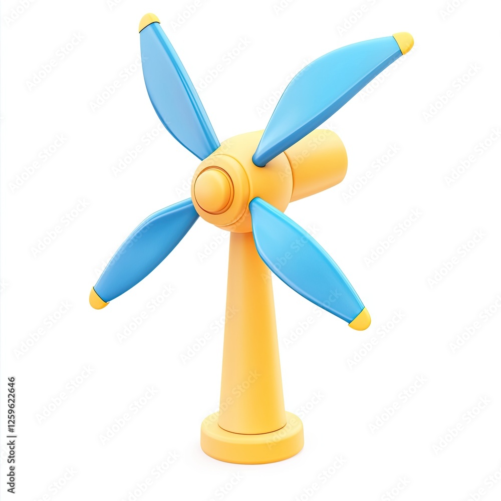 Cartoon Wind Turbine Icon Isolated on White Cartoon Wind Turbine Icon Isolated on White