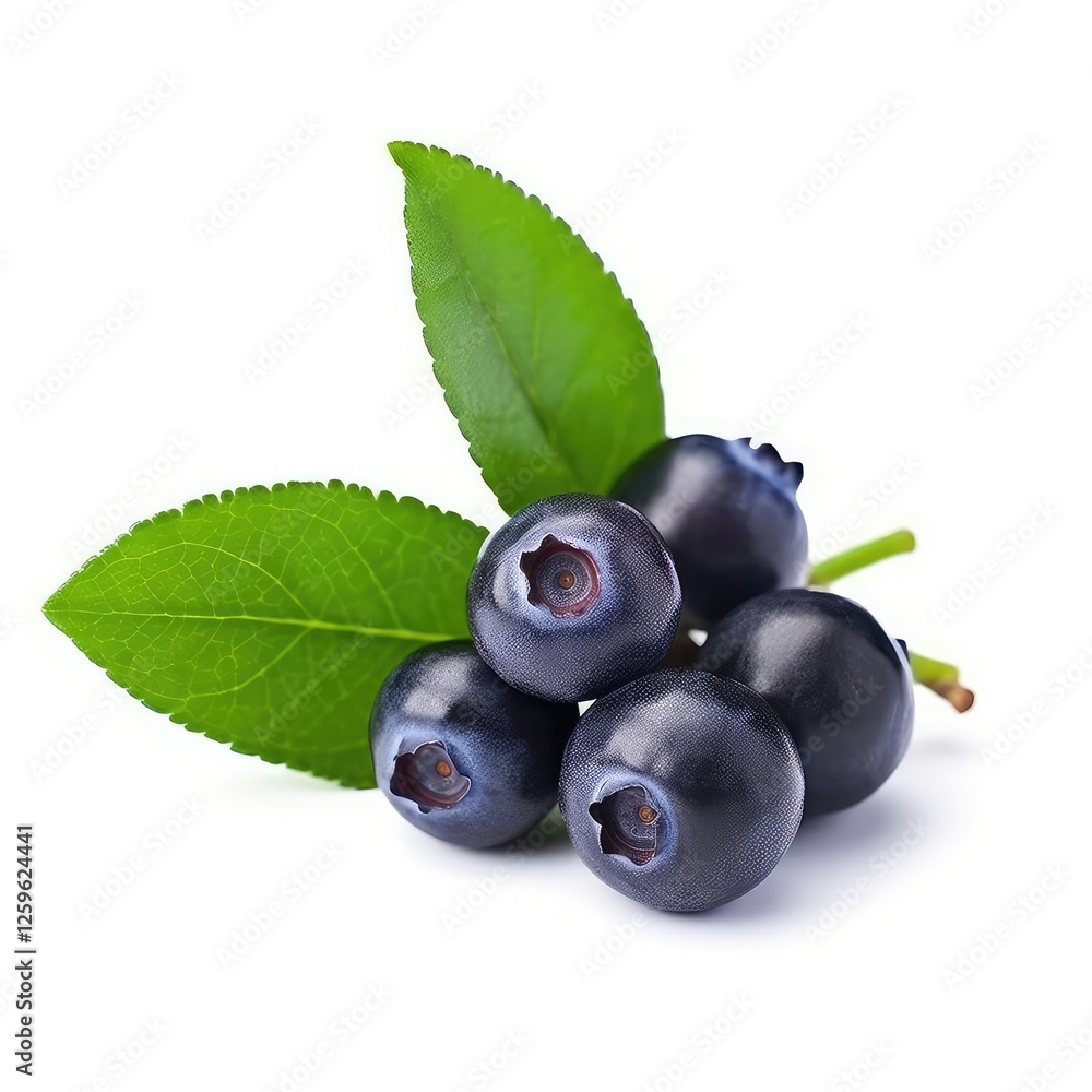Close-up of Fresh Blueberries with Green Leaves: A Delicious and Healthy Snack Close-up of Fresh Blueberries with Green Leaves: A Delicious and Healthy Snack