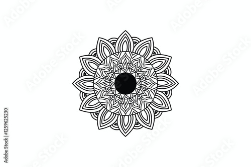 Mandala design vector silhouette image made by adobe illustrator with white color back round.