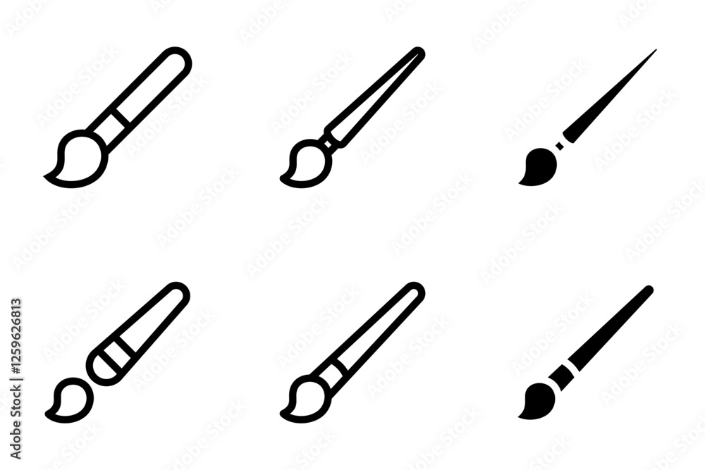 paintbrush icon set design template paintbrush icon set design template