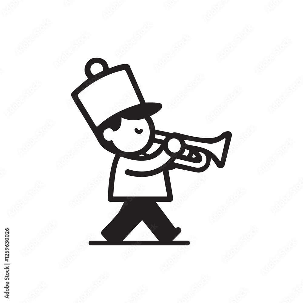 Fototapeta premium Cute playing trumpet musical instrument in marching band