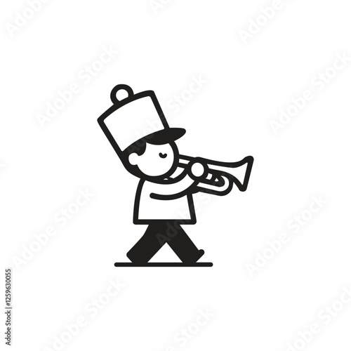 Cute playing trumpet musical instrument in marching band