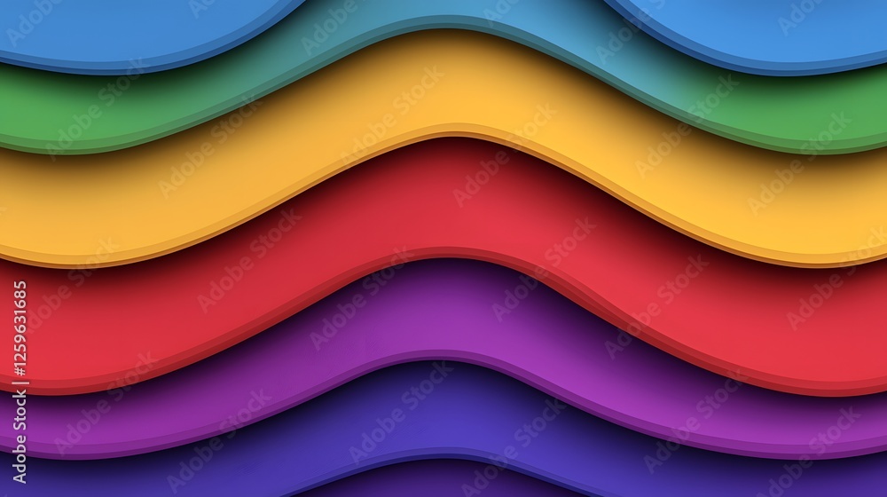 Fototapeta premium Colorful Wavy Background with Layers of Vibrant Curved Strips