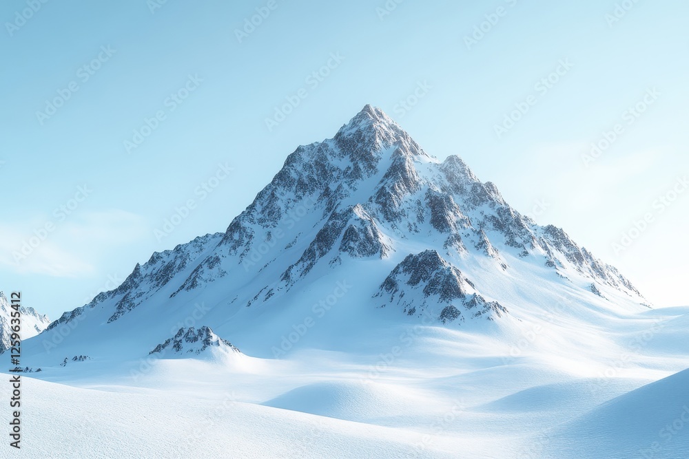 Majestic snow-capped mountain peak under a clear blue sky. Ideal for winter, nature, or adventure themed projects. Majestic snow-capped mountain peak under a clear blue sky. Ideal for winter, nature, or adventure themed projects.