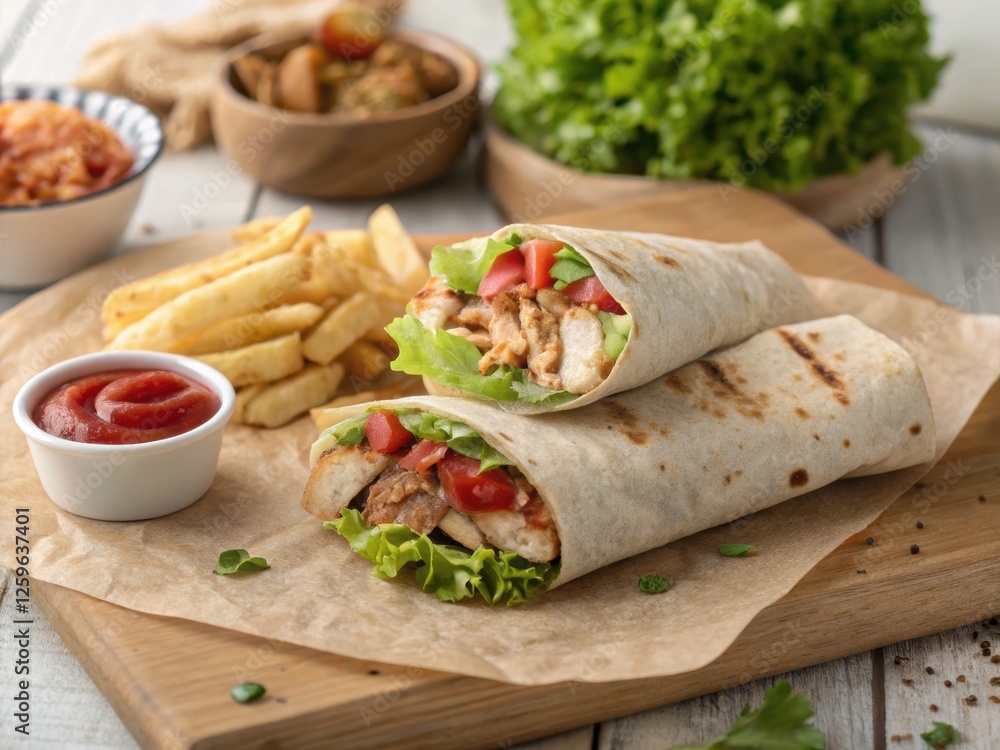 Chicken Shawarma Wrap with Fries Chicken Shawarma Wrap with Fries