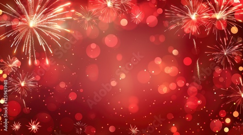 Colorful fireworks in the night sky. Holiday, new year celebration background.