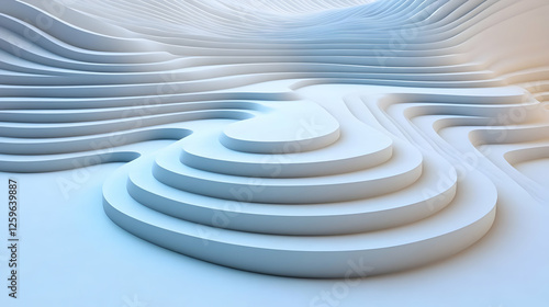 Abstract white landscape, layers, design, background