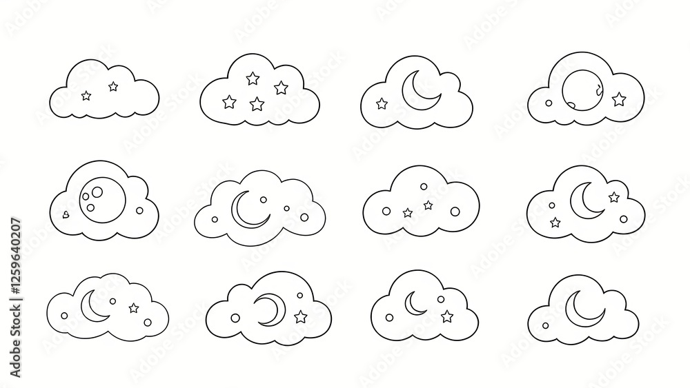 Fototapeta premium Sketch Night Sky Elements