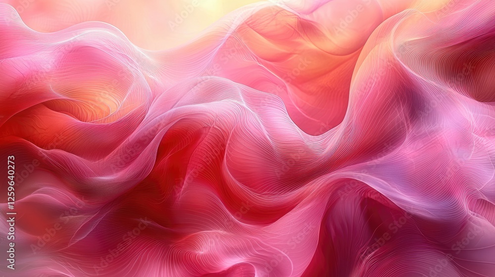 Abstract wave patterns in shades of pink and red, creating a dreamy atmosphere for backgrounds Abstract wave patterns in shades of pink and red, creating a dreamy atmosphere for backgrounds