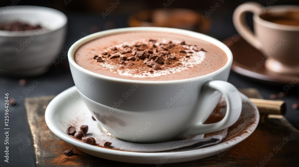 Obraz premium Hot Chocolate with Cocoa Powder and Milk