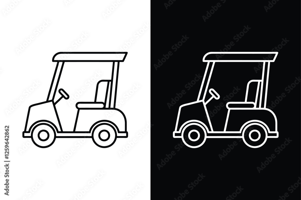 Fototapeta premium Elegant Golf Cart Vector Minimal Line Illustration