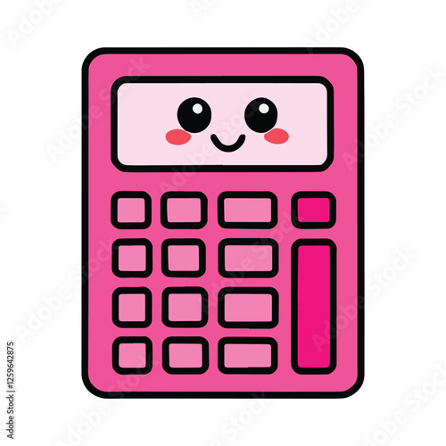A cute cartoon calculator with a big smile and friendly eyes. This fun and playful illustration is perfect for educational materials, kids' projects, and whimsical designs. Vector illustration.