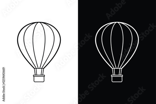 Sleek Hot Air Balloon Vector. Isolated Black & White