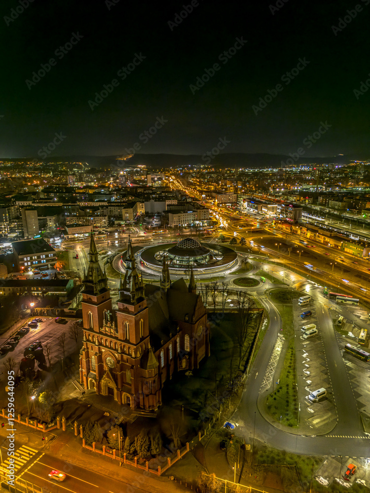 night city view in Kielce