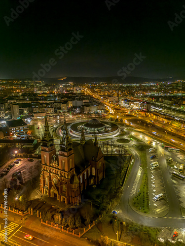Obraz na płótnie night city view in Kielce w salonie