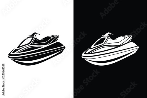Minimalist Jet Ski Illustration Vector Black & White