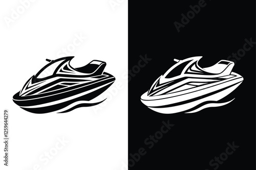 Jet Ski Icon Set. Perfect for Sea Sports & Beach Fun