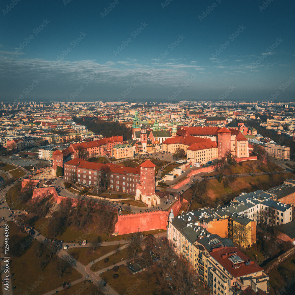 aerial view of wawel castle
