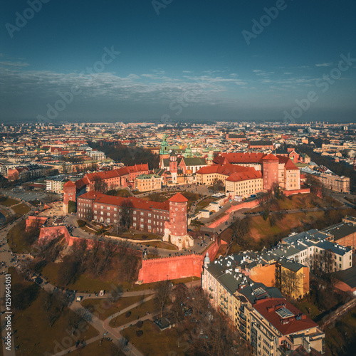 Obraz na płótnie aerial view of wawel castle w salonie