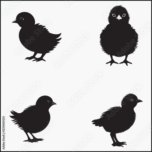 Chick Hatching Black silhouette