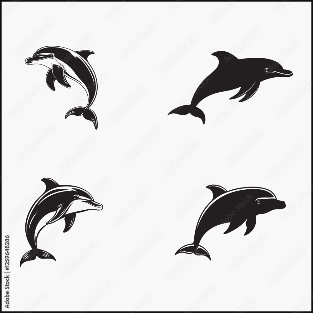 Naklejka premium Dolphin silhouette clipart vector