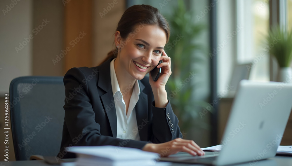A businesswoman in her 30s to 40s, embodying confidence and professionalism Handling Courier Delivery Logistics A businesswoman in her 30s to 40s, embodying confidence and professionalism Handling Courier Delivery Logistics