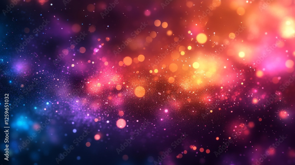 Fototapeta premium Abstract cosmic vivid particles background. Featuring cosmic vivid particles with bright colors. Emphasizing depth and sparkling effects. Ideal for space and artistic themes.