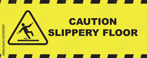 Caution Slippery Floor Warning Sign Vector Illustration. Danger warning sign.