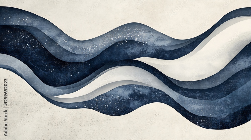 Serene Blue Watercolor Waves Flowing Gracefully. AI Generated Serene Blue Watercolor Waves Flowing Gracefully. AI Generated
