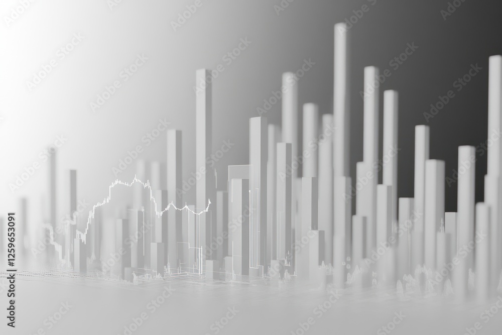 Fototapeta premium Abstract white bar graph on a gradient background