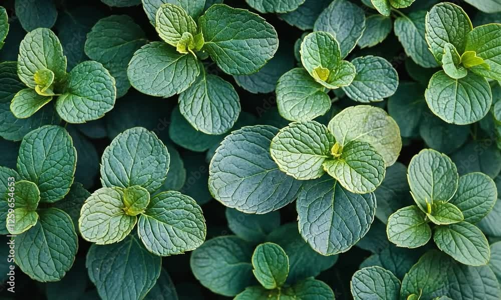 Lush green mint leaves thriving in a garden, showcasing vibrant foliage and natural beauty Lush green mint leaves thriving in a garden, showcasing vibrant foliage and natural beauty