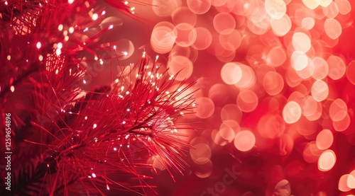 Golden Fireworks on red background, chinese new year concept