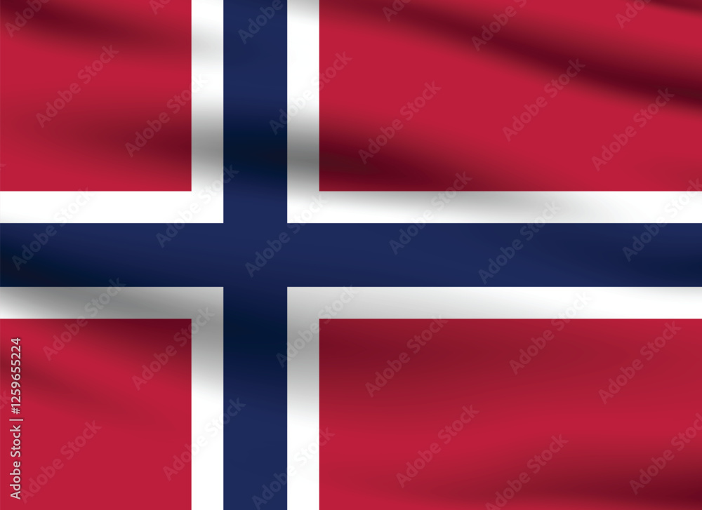 Flag of Norway. Norway flag official size and color standards digital vector illustration. Waving flag. Flag of Norway. Norway flag official size and color standards digital vector illustration. Waving flag.
