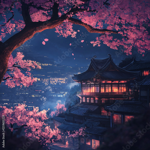 chinese temple at night