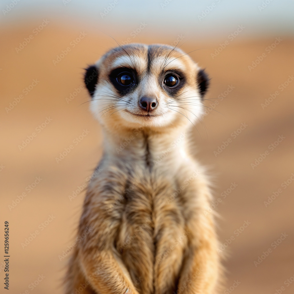 Fototapeta premium Alert Meerkat Standing Guard in Desert Environment