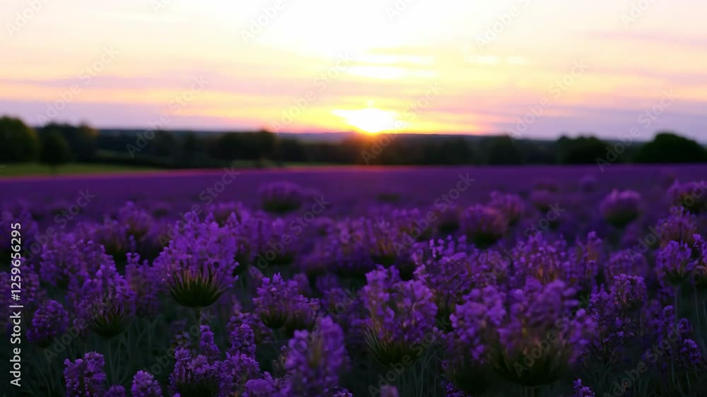 Lush Purple Lavender Blooms in a Serene Evening Glow Lush Purple Lavender Blooms in a Serene Evening Glow